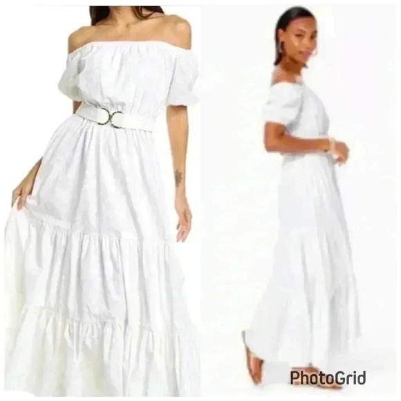 Lilly Pulitzer Nessa Off The Shoulder Resort White Maxi Dress. Size Small. NWT